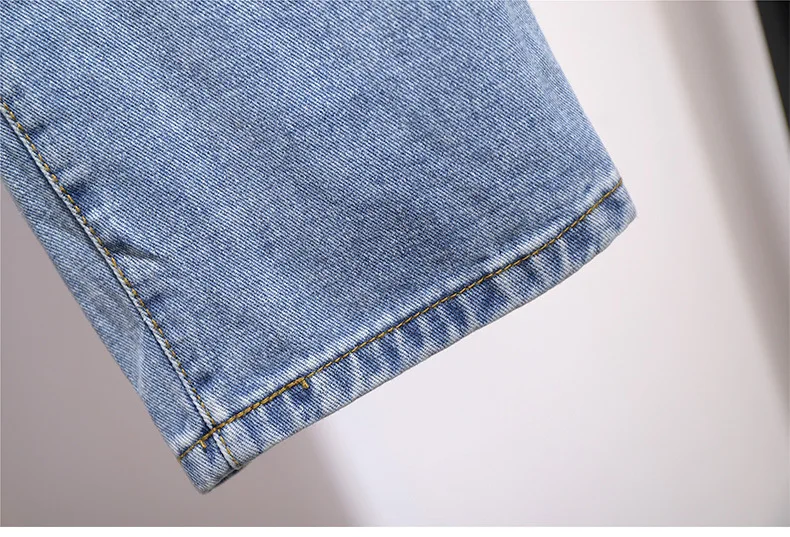 autumn winter plus size jeans for women large loose casual elastic waist straight denim long pants blue 3XL 4XL 5XL 6XL 7XL