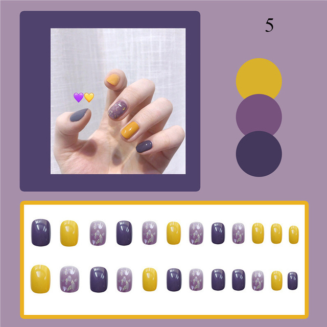 Nails Art Nail Tips Press on False with Designs Set Full Cover Artificial Short Packaging Kiss Display Clear Tipsy Stick