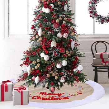 

New Christmas Decorations Christmas Lights Lettered Linen Tree Skirt Christmas Tree Decoration Tree Skirt Accessories