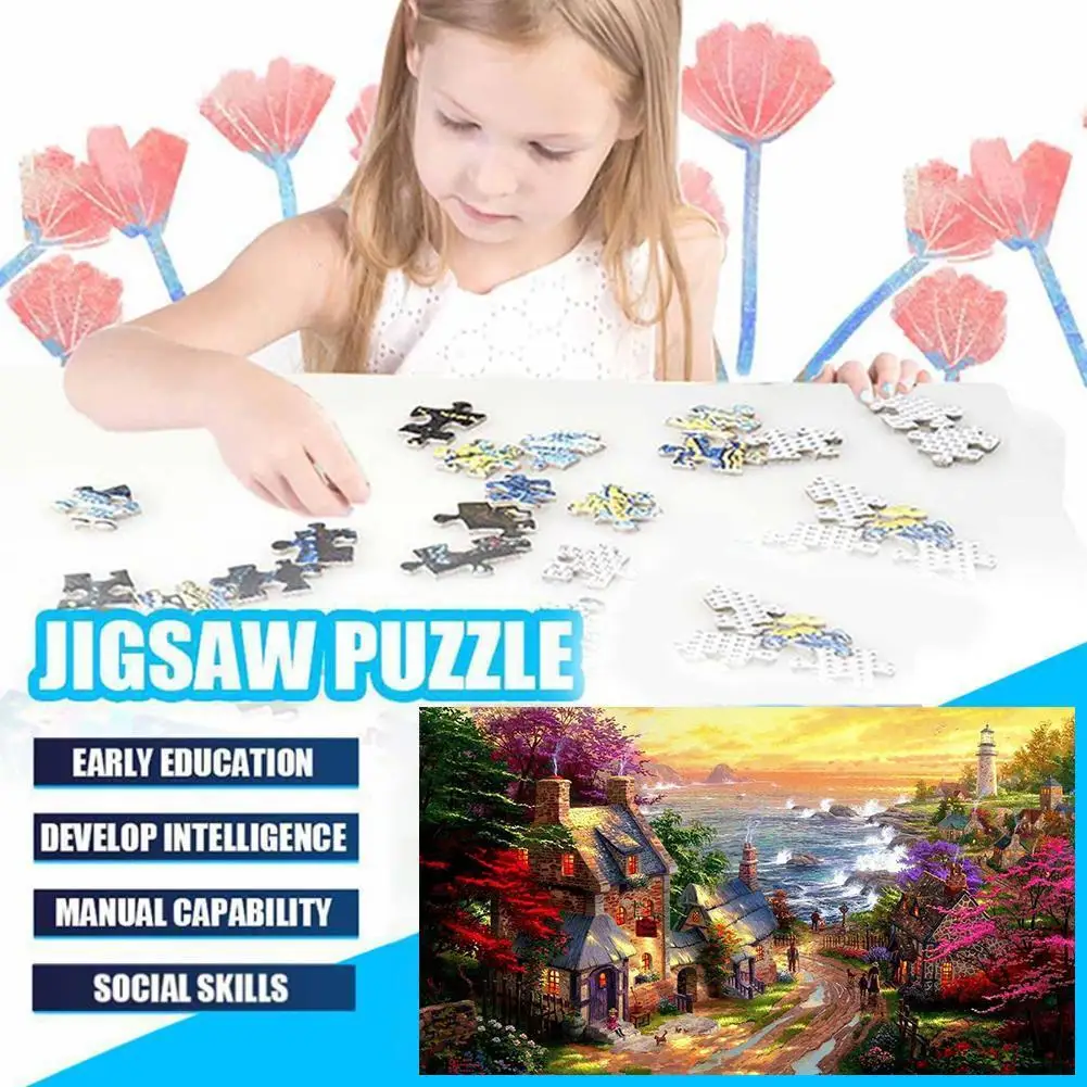 

Adult Jigsaw Picture Puzzles 1000pcs Diy Idyllic Cottage Puzzles Pattern For Family Toys Paper Landscape Assembling Childre L6W6