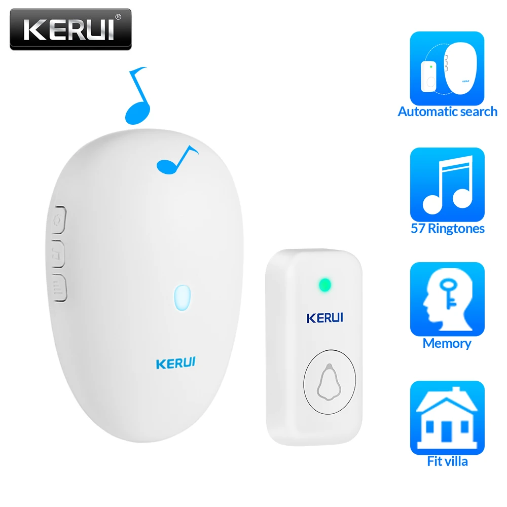 Mejor Compra KERUI-timbre inteligente M521 para el hogar, seguridad de bienvenida, inalámbrico, 57 botones, 100m, mando a distancia, batería, botón de puerta Powerd zOK6NgyAR