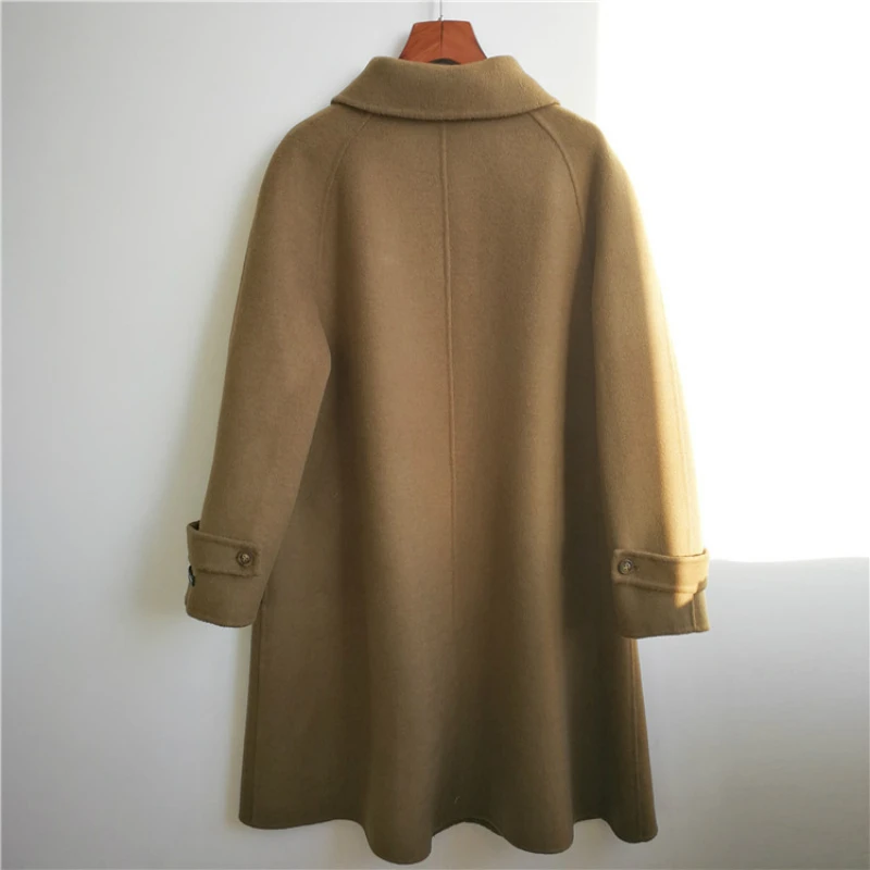 Winter New Fashion Casual Korean Plus Size Loose Double-breasted Long High End Wool Coat Women Warm Woolen Jacket