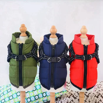 

Pet Clothes Pet Dog Winter Vest Coat for Small Medium Dogs Pet Sleeveless Padded Down Jacket With Harness Chest Strap Pet Outfit