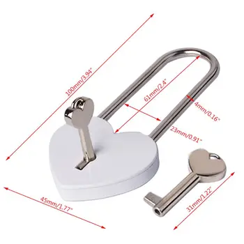 

Heart-Shaped Metal Long Wish Lock Padlock with Key for Lovers Wedding Anniversary Marriage Travel Supplies Portable Gift
