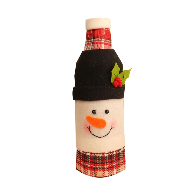 Snowman 100 шт Рождественская Крышка для бутылки вина Новогодний подарок держатель для сумки декор стола рождественские украшения для дома вечерние сумки для хранения ужина - Цвет: Snowman
