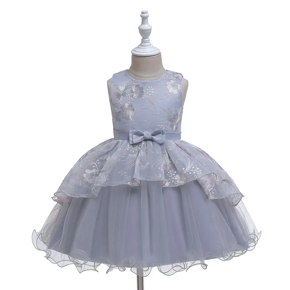 Детское платье-пачка принцессы на День рождения; праздничное платье для девочек; кружевное детское платье подружки невесты; элегантное платье для девочек; одежда для маленьких девочек - Цвет: gray