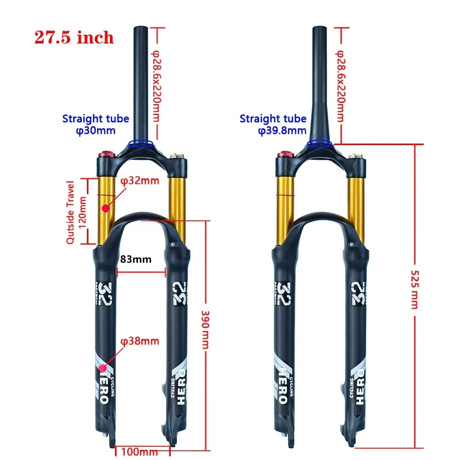 26/27.5/29Inch MTB Bicycle Front Suspension Air Fork Shock
