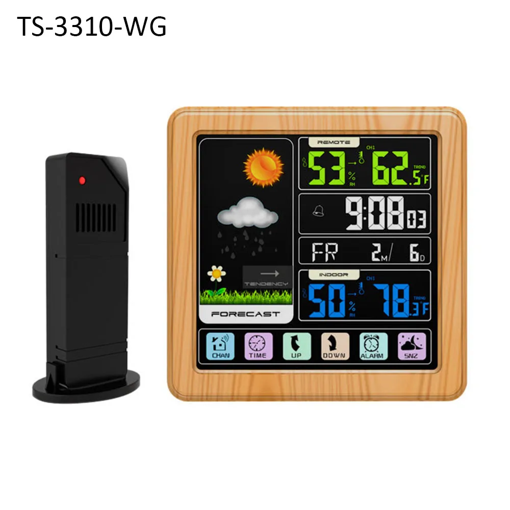 WG TS-3310 термометр Многофункциональный сенсорный экран Крытый беспроводной цветной экран Датчик температуры измеритель влажности гигрометр датчик - Цвет: WG