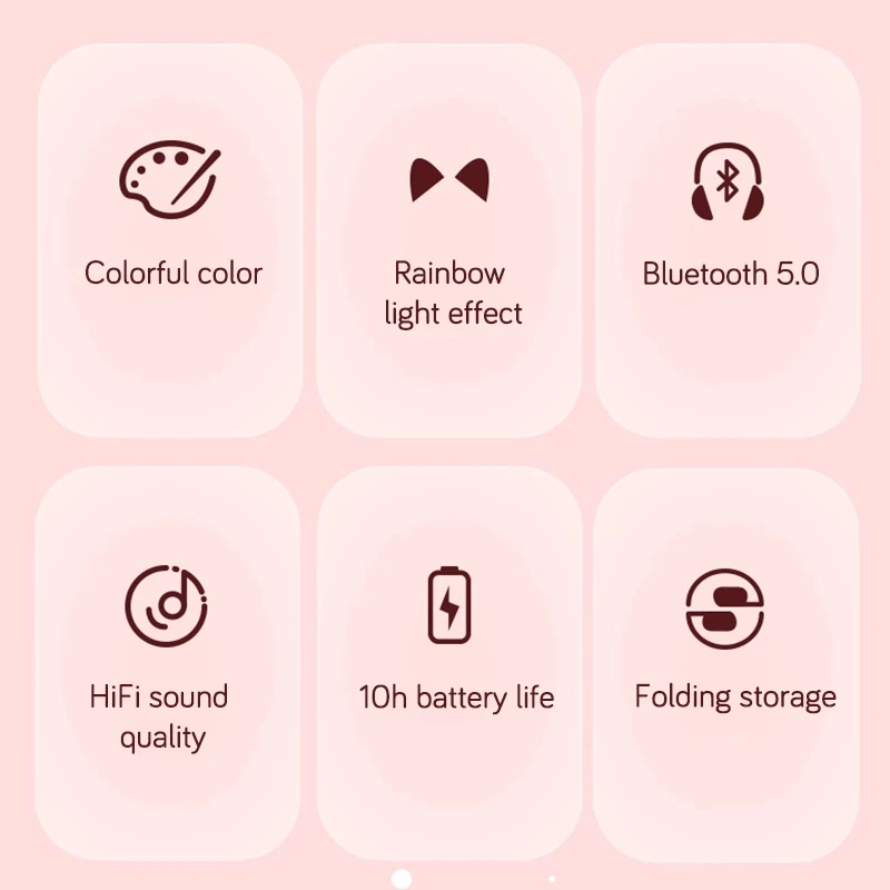 Bluetooth Headphone Pink Cat Ear Headset Wireless Headphones LED Light Stereo Music earpphones Girl Headset for PC