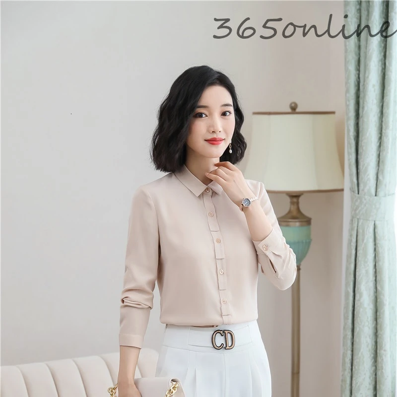 Novelty Apricot Long Sleeve Autumn Winter Blouses and Shirts Fashion OL Styles Formal Women Business Work Wear Blouse Clothes | Женская