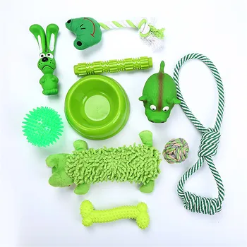 

10Pcs Large Dog Toy Sets Chew Rope Toys for Dog Chewing Toys for Dog Outdoor Teeth Clean Toy for Big Dogs Green