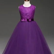 Кружевная одежда для свадебной вечеринки для девочек от 5 до 13 лет, детские красные, белые, бежевые, фиолетовые платья для выпускного вечера для девочек
