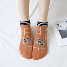 10 пар летних новых корейских женских носков с буквой М и леопардовым принтом, женские носки,, сетчатые женские носки