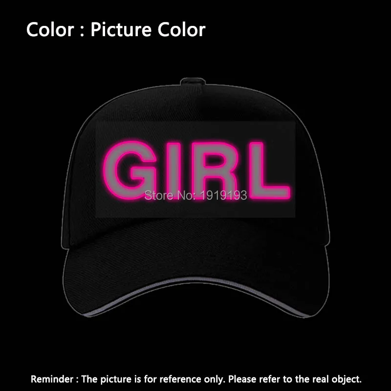 New BOY/GIRL/RAGE Fluorescent Baseball Caps EL Wire Party Hat For Women Men Casual Unisex Caps Hats Glow In The Dark