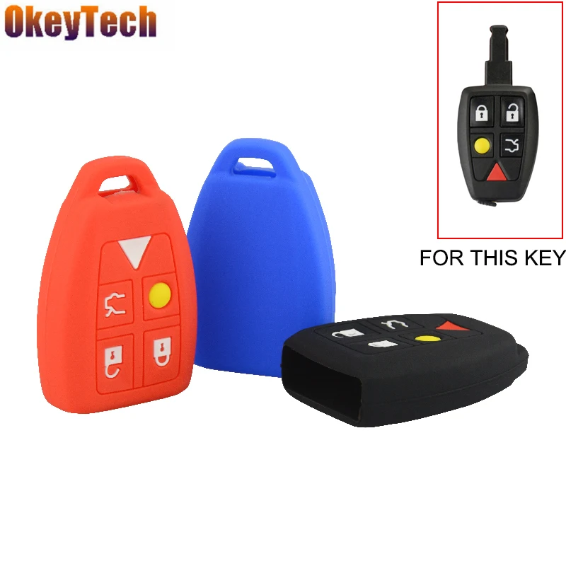 

OkeyTech 5 Button Silicone Remote Car Key Protector Case Cover for Volvo S40 V50 V70 C70 S60 Holder Auto Key Accessories