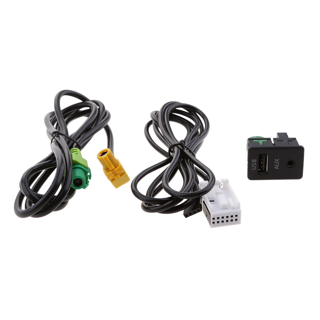 Car 2 in 1 USB AUX-In Input Adapter Cable Radio Player Interface for VW CC