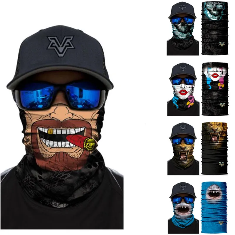 

UV Protection Scarf Men Women Fishing Masks Cycling Skiing Bandanas Neck Gaiter 3d Skull Animal Wolf Face Shield Scarf Balaclava
