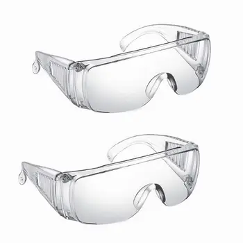

2PCS Safety Goggles Glasses Transparent Dust-Proof Glasses Workplace Lab Dental Eyewear Splash Eye Protection Anti-wind Glasses