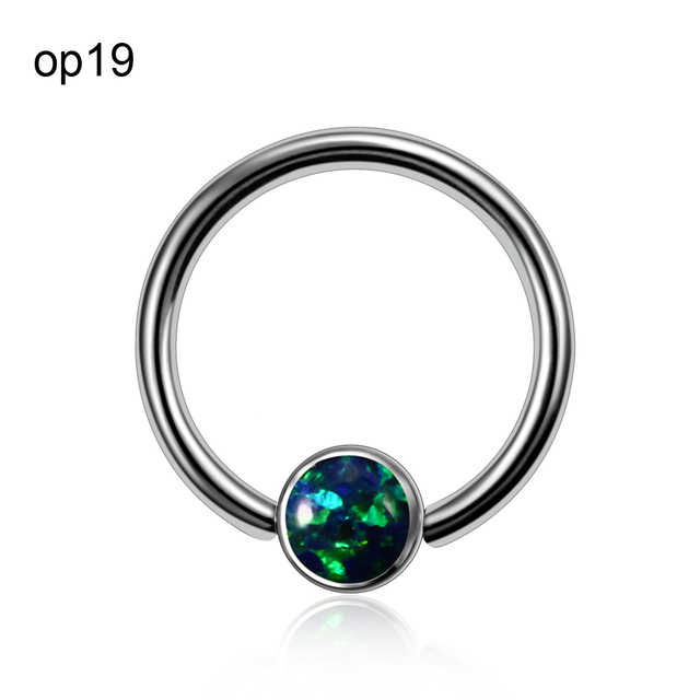 Titanium Ear Septum Helix Tragus Opal CBR Piercings Christina Vertical Hood Labret Dermal Anchor Earrings Piercing Jewelry