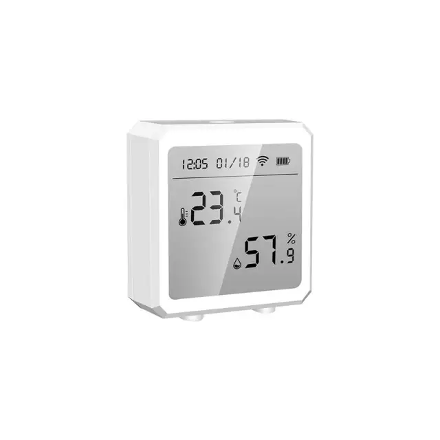 Tuya Smart Life WiFi Temperature & Humidity Sensor Bluetooth-compatible Thermometer With LCD Display For Alexa Google Home 1PC White