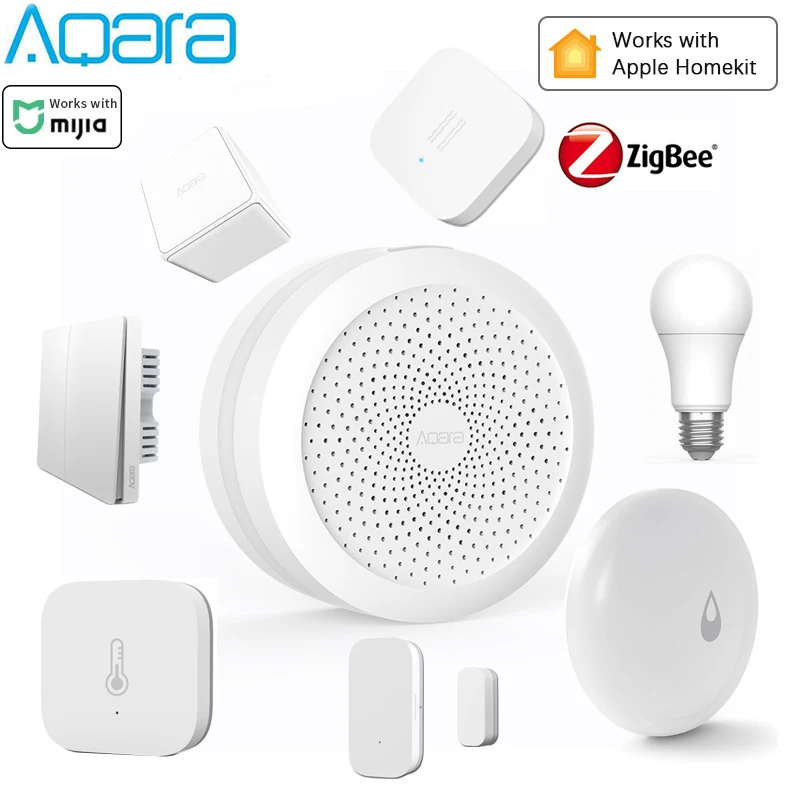 Aqara, комплекты для умного дома, шлюз, концентратор Zigbee, беспроводной переключатель, человеческий Hu mi dity, водная дверь, датчики, умный пульт ди... Aqara, комплекты для умного дома, шлюз, концентратор Zigbee, беспроводной переключатель, человеческий Hu mi dity, водная дверь, датчики, умный пульт ди...