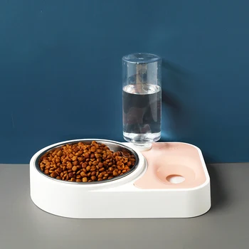 

Double Pet Bowls Dog Food Water Feeder Pet Drinking Dish Feeder Stainless Steel Cat Puppy Feeding Supplies Small Dog Accessories