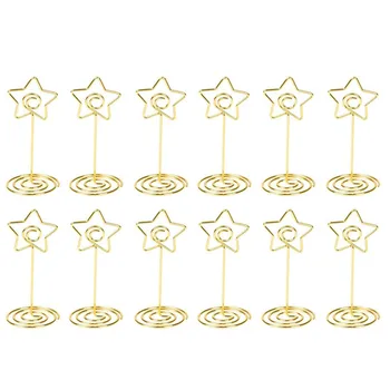

Place Card Holder Gold Table Number Stand Wire Photo Holder Clips Picture ID Card Paper Note Memo Holder Clips for Wedding Par