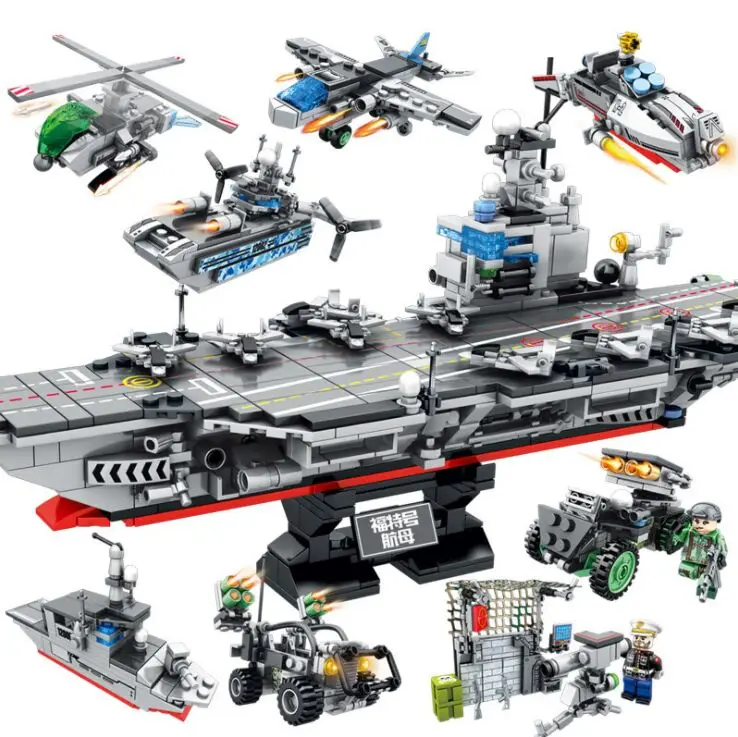 

8in1 Aircraft Warship Carrier Helicopter Building Blocks Kids Toys Educational DIY Model Bricks Toys compatible Legoinglys