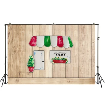 

HUAYI Wooden Gelato Studio Backdrop Background Taking Photos of Children Birthday Party and Baby Shower studio props photoW-1875