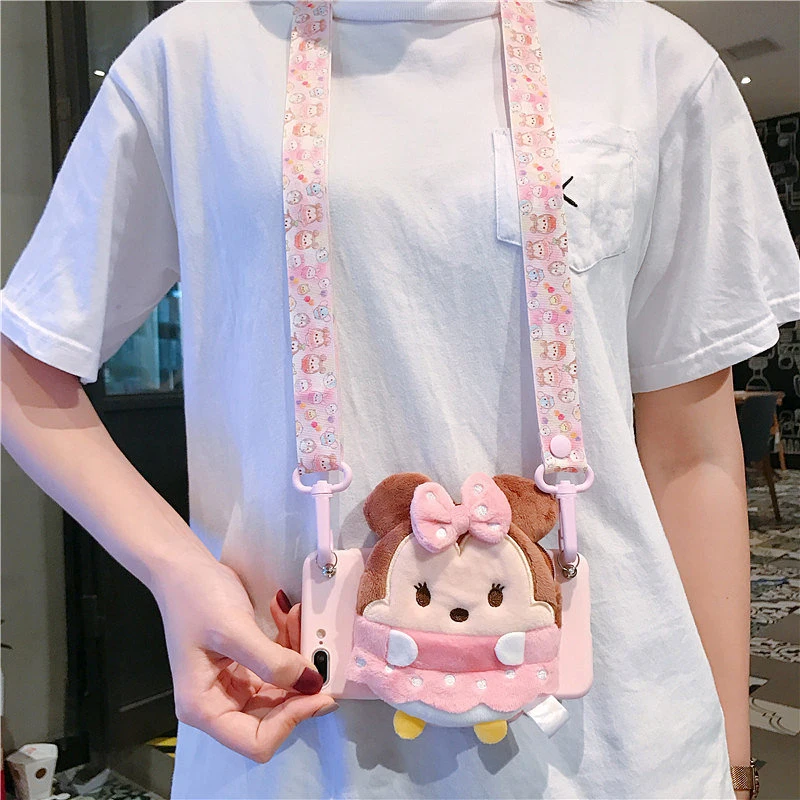 

Ainike Cute Cartoon Wallet Coin Card Purse Soft TPU Phone Case For Samsung Galaxy A80 S10 M10 A40 A7 J8 Note9 A20E With Strap