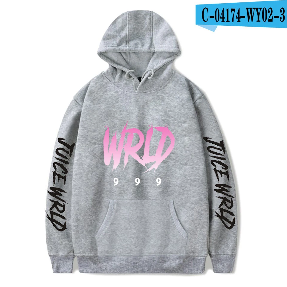 Rapper Juice Wrld хип-хоп толстовка с капюшоном и принтом женская/мужская одежда Лидер продаж толстовки Толстовка размера плюс 4xl - Цвет: grey