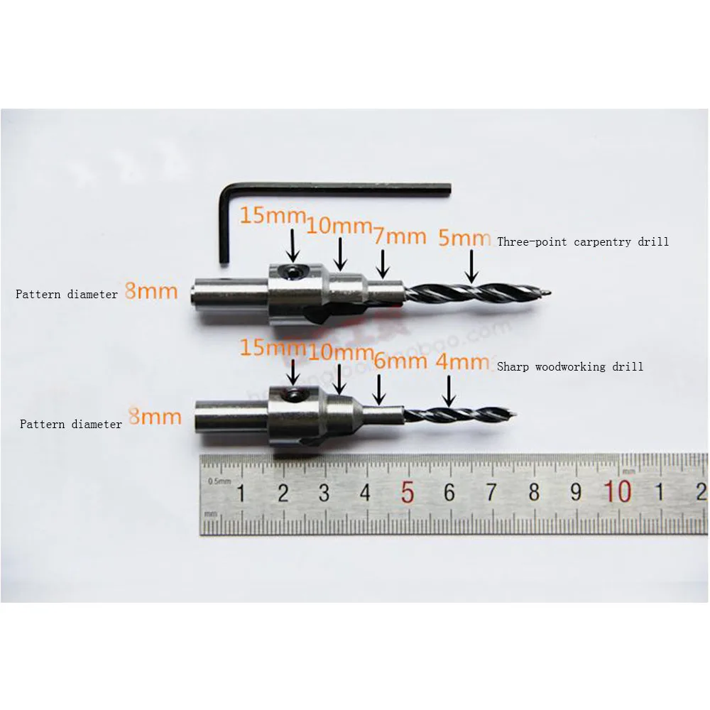 2 шт. сверление зенковки 3 шага пилота сверла набор винт с расширителем древесины оконный шарнир Отверстие пила фаска 4 6 5 7 мм шаги 8 мм хвостовик