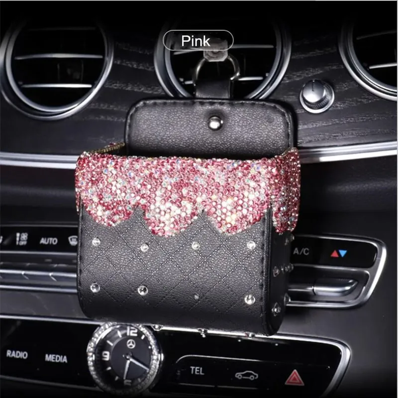 thumbnail image 1 of Caja de almacenamiento de diamantes de alta gama para mujer, colgante para espejo retrovisor, funda para volante, decoraciones para el interior del coche, 1 of 5