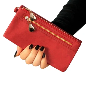 

Women Wallets Hot Fashion Multifunctional PU Leather Clutch Lady Purse Phone bag red