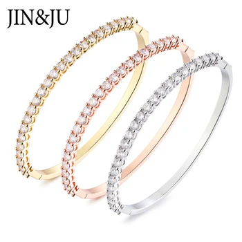 

JIN&JU High Quality Fashion Jewelry Bangle Bracelets For women Rose Gold Color Plated Bangles Grilfriend Birthday Gift