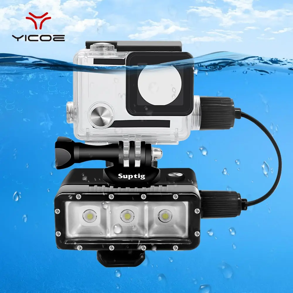 

Go Pro Accessories For Gopro Hero 4/3+/3 Diving Underwater Waterproof LED Light Housing Case Cover Charge Cable