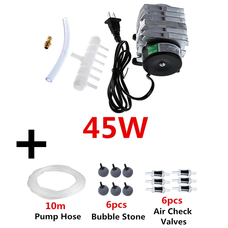 220V для аквариума электромагнитный воздушный компрессор насос аквариума пруд кислородный насос гидропоники Air аэратор насос 25 Вт/30 Вт, 35 Вт, 45 Вт - Цвет: 45W and Accessories