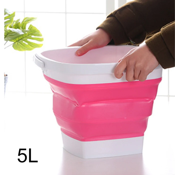 Collapsible Plastic Bucket Foldable Square Tub Portable Fishing Water Pail Outdoor E2S