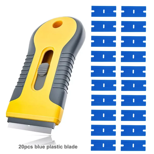 10/20pcs Razor Blade Tint Wrap Glue Squeegee Remover Cleaner  Ceramic Glass Car Window Viny Film Sticker Cleaning Razor Scraper Picture shows