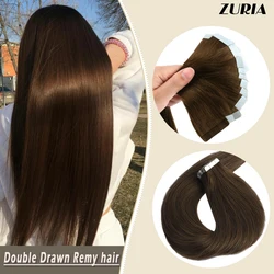 ZURIA Tape In Human Hair Extensions 100% Natural  Remy Human Hair Extensions 16 20 24 Inch Per Package Seamless Tape on Hair