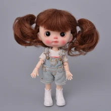 

MUZIWIG 1/8 BJD Doll Wig Long Curly Bangs Hair Mohair Natural Color Wavy Wig Doll Accessories For DIY BJD Doll Girl Gift