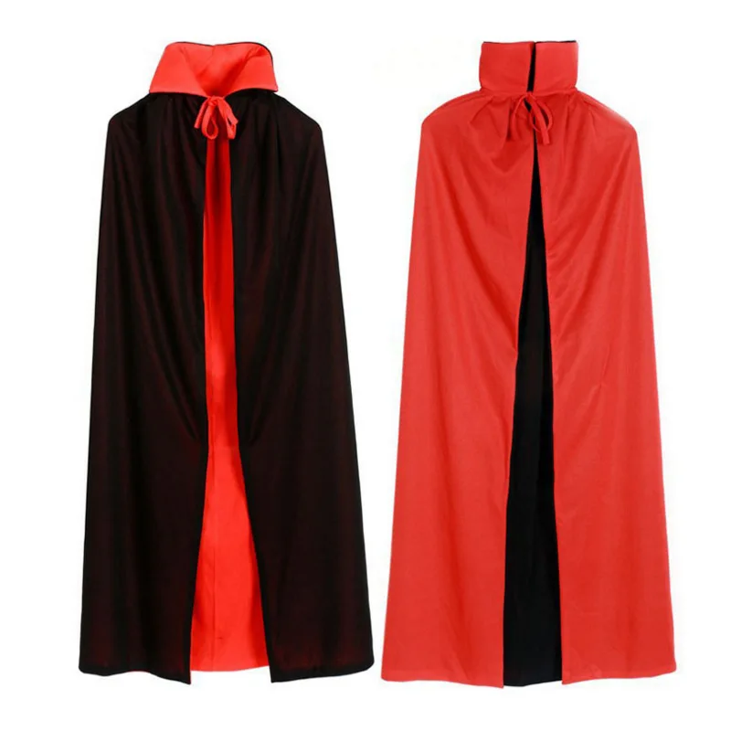 140cm Robe Cape Halloween Devil Death Vampire Pirate Costume Adult Long Red Black Hood Cloak Outfit Scary For Women Men