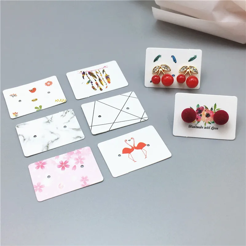 3.5*2.5cm 100Pcs/ Lot Kraft Paper Ear Studs Hang Tag Jewelry Display Card Earring Kraft Paper Tag Ear Ring Hang Price Tags