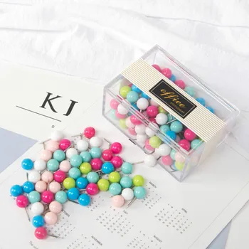 

Candy color round head color pushpin press nail office supplies creative photo wall nails I-shaped nails pearl head piece
