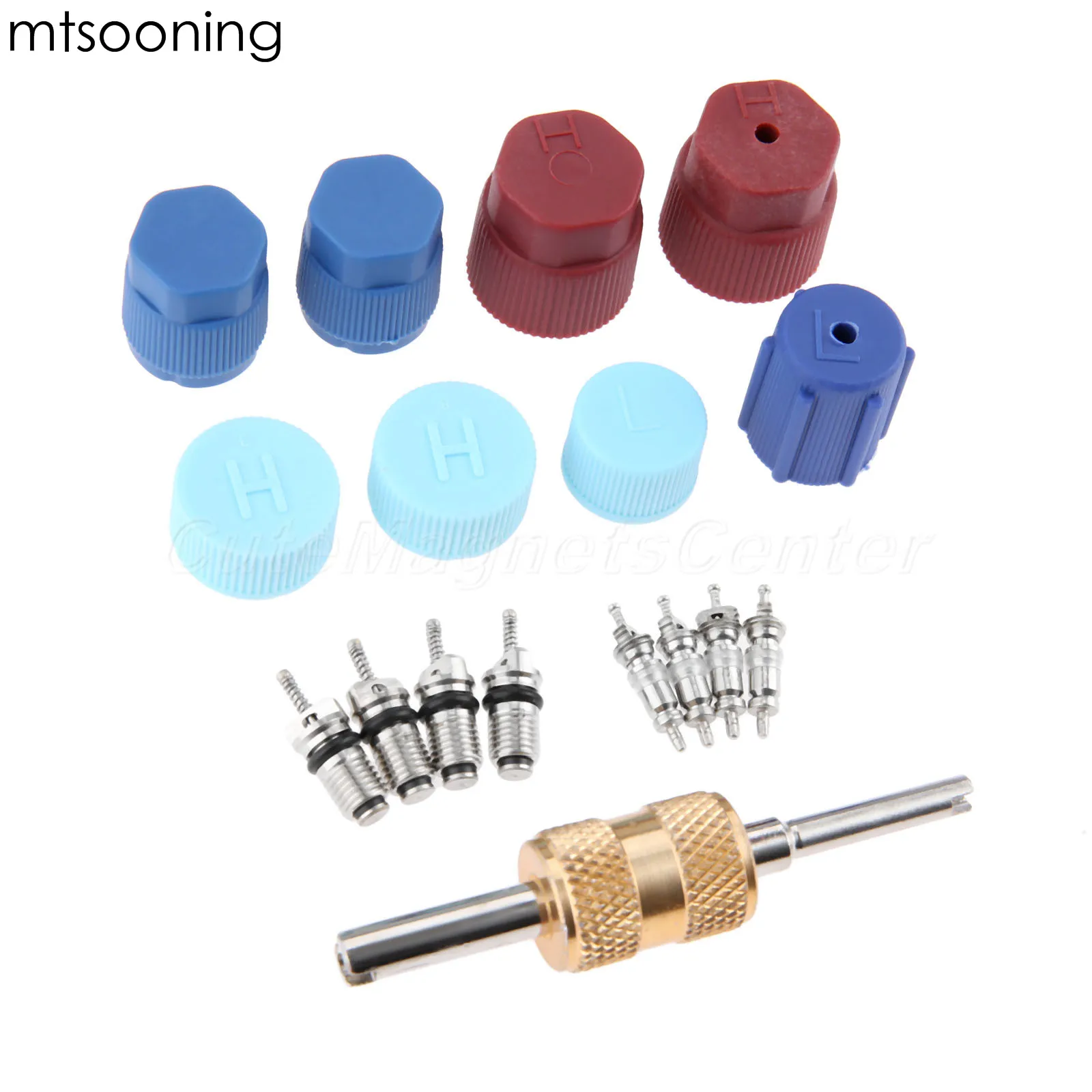 mtsooning 17pcs Air Conditioning Service A/C System Cap Valve Cores Seal Kit for Jeep Chrysler Dodge Ford Chevy Gmc Buick Mazda |