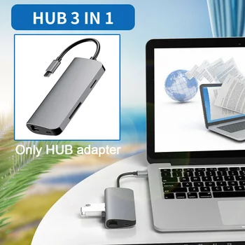 

8in1 Conversion USB 3.0 Stable Type C To HDMI 4K SD Card Reader Extension Power Supply RJ45 1000Mbps HUB Adapter For Macbook Pro