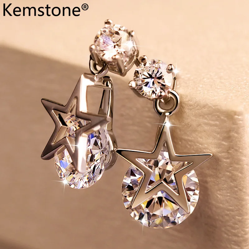 Серебряные серьги-подвески Kemstone в виде пентаграммы звезды вечная любовь