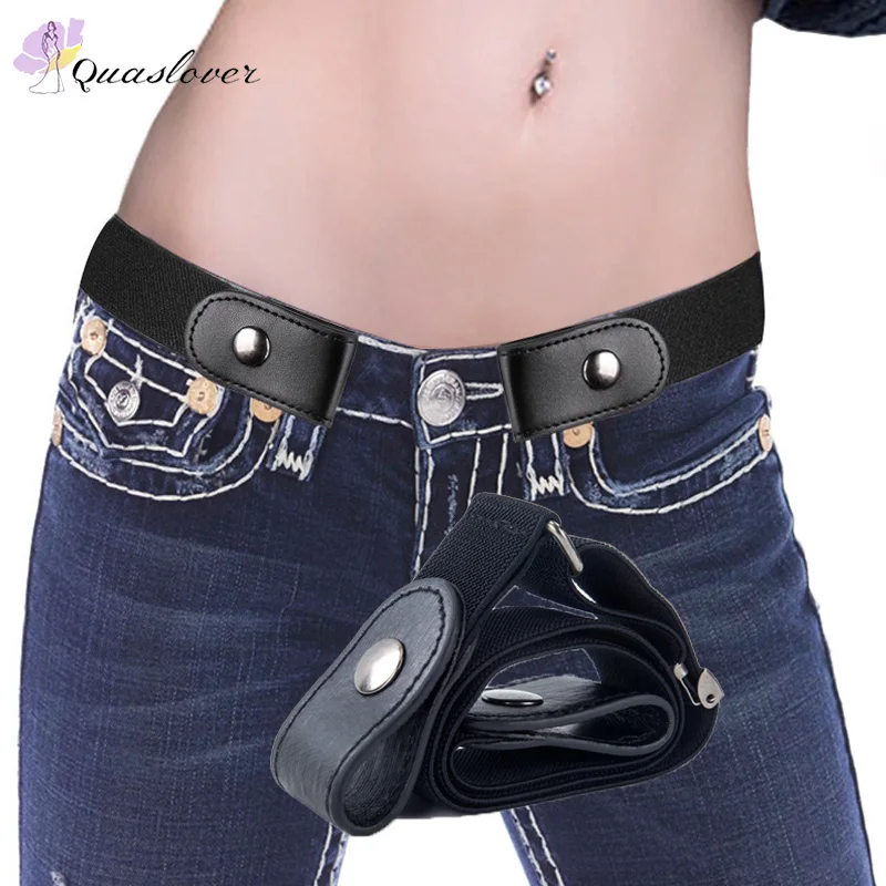 Quaslover Buckle-free Belt Jeans Women's Punk Style Dress Ladies Slim Sports Trend Comfortable Elastic No Buckle Waist | Аксессуары