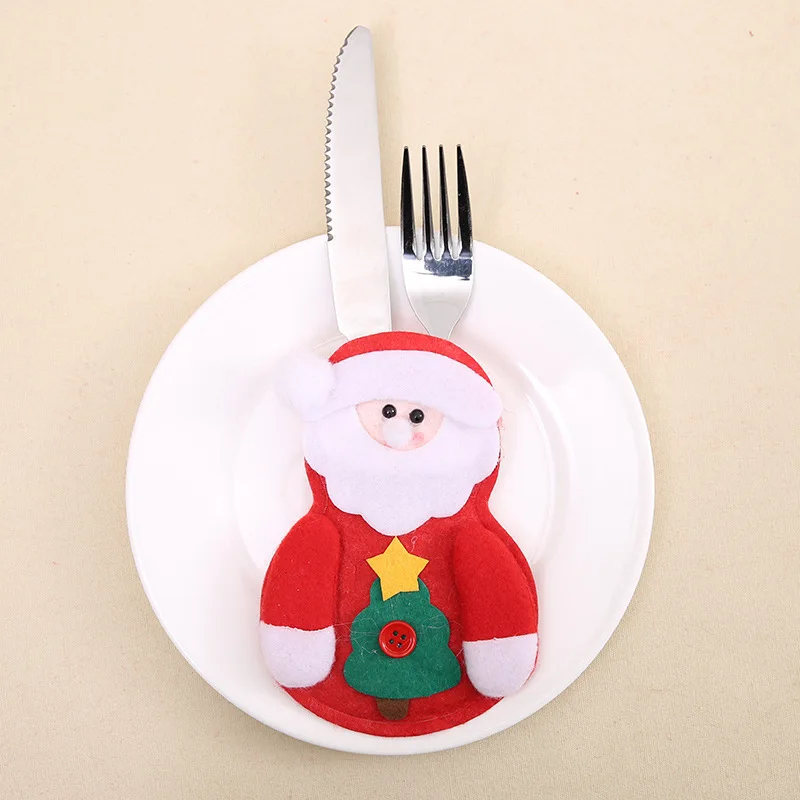 C-Cutlery Holder Snowman / Santa Clause / Elk Christmas Cutlery Holder Pocket Christmas Knifeware Tableware - Цвет: 14