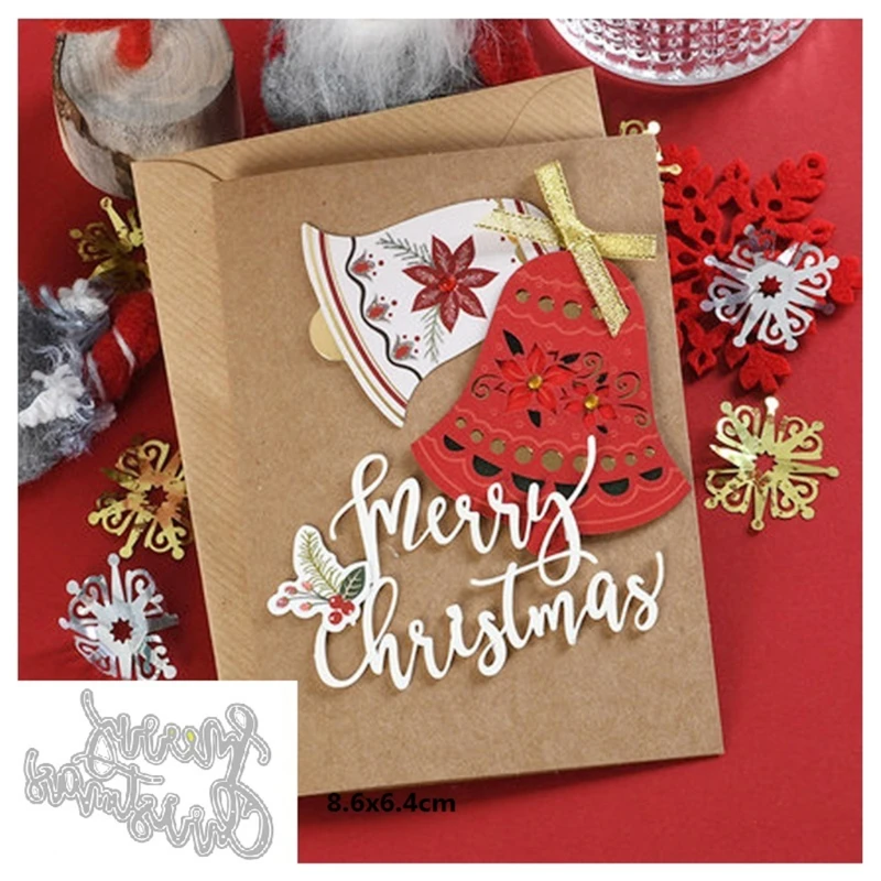 

Merry Christmas Metal Cutting Dies Stencil Scrapbooking DIY Album Stamp Paper Card Embossing Decor Craft